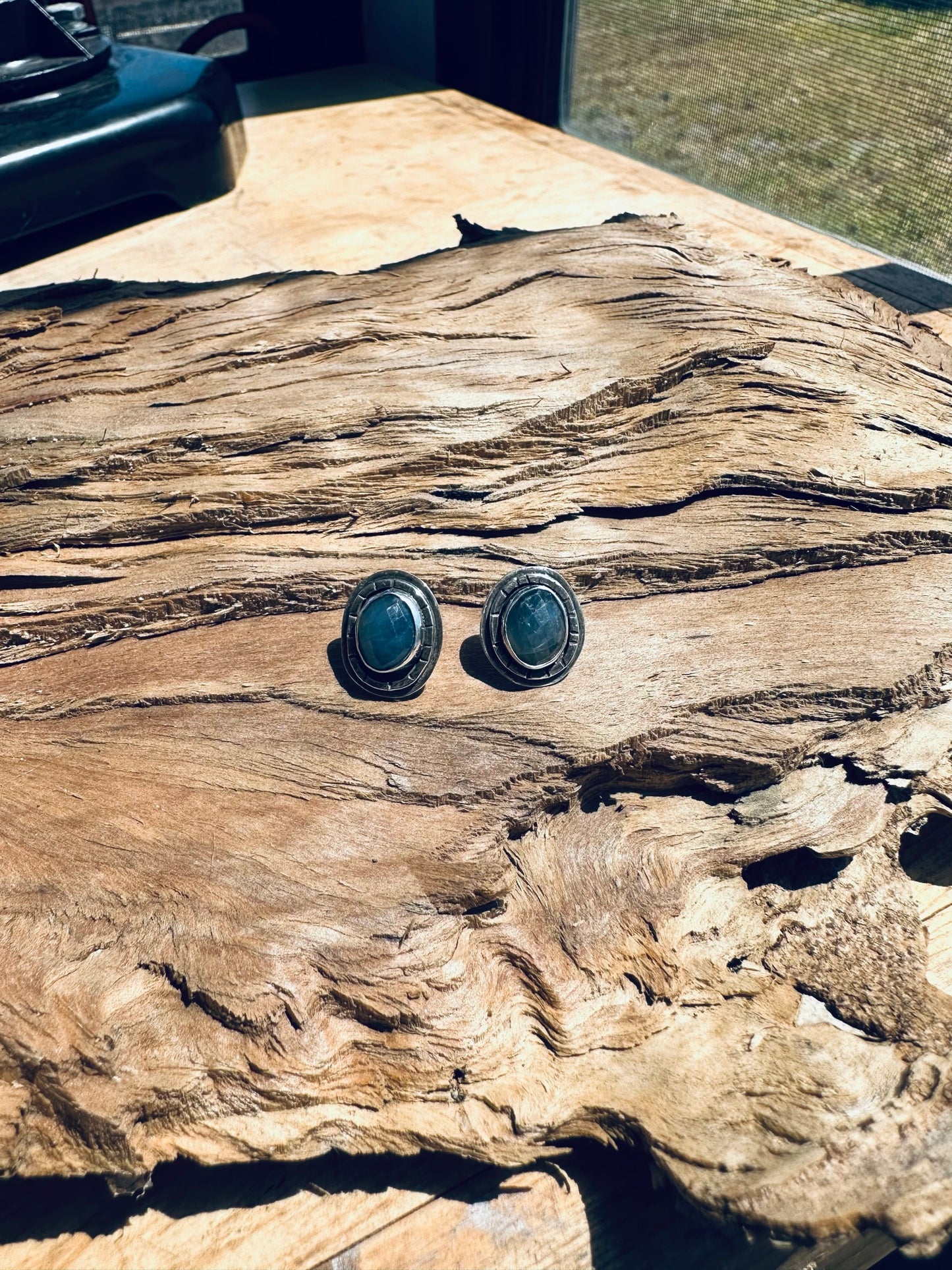 STERLING SILVER + SAPPHIRE STUD EARRINGS