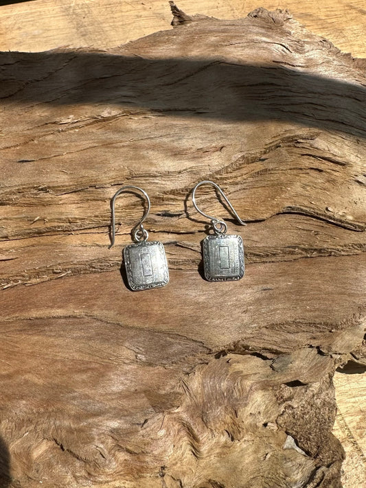 GRETA- HAND PRESSED STERLING SILVER DECO EARRING